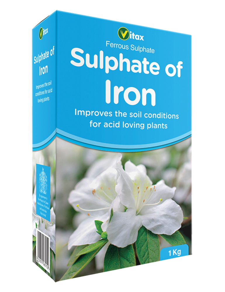 Vitax Sulphate of Iron, improves soil conditions for acid loving plants 1kg box