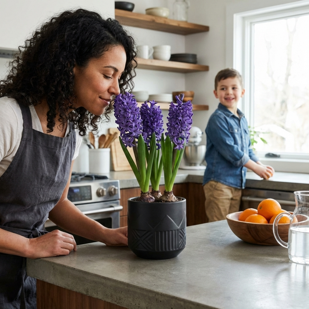 Purple Hyacinth Plants in Pots – 3 x 1 Litre Pots (9 Flowering Bulbs)