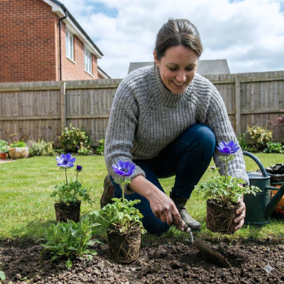 Set of 3 or 6 Garden Ready Plants – Anemone ‘Harmony Blue’, Ready to Plant in Your Garden