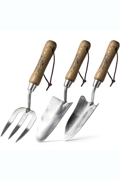 Gardening Stainless Steel Hand Trowel, Hand Fork and Transplanting Trowel 3 in 1 Garden Tool Set By Jamieson Brothers