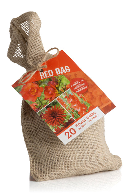 The Red Bag (Dahlia Pinnata, Gladiolus Hortulanus, Freesia Hybrid) 20x Spring Planting Flower Bulbs
