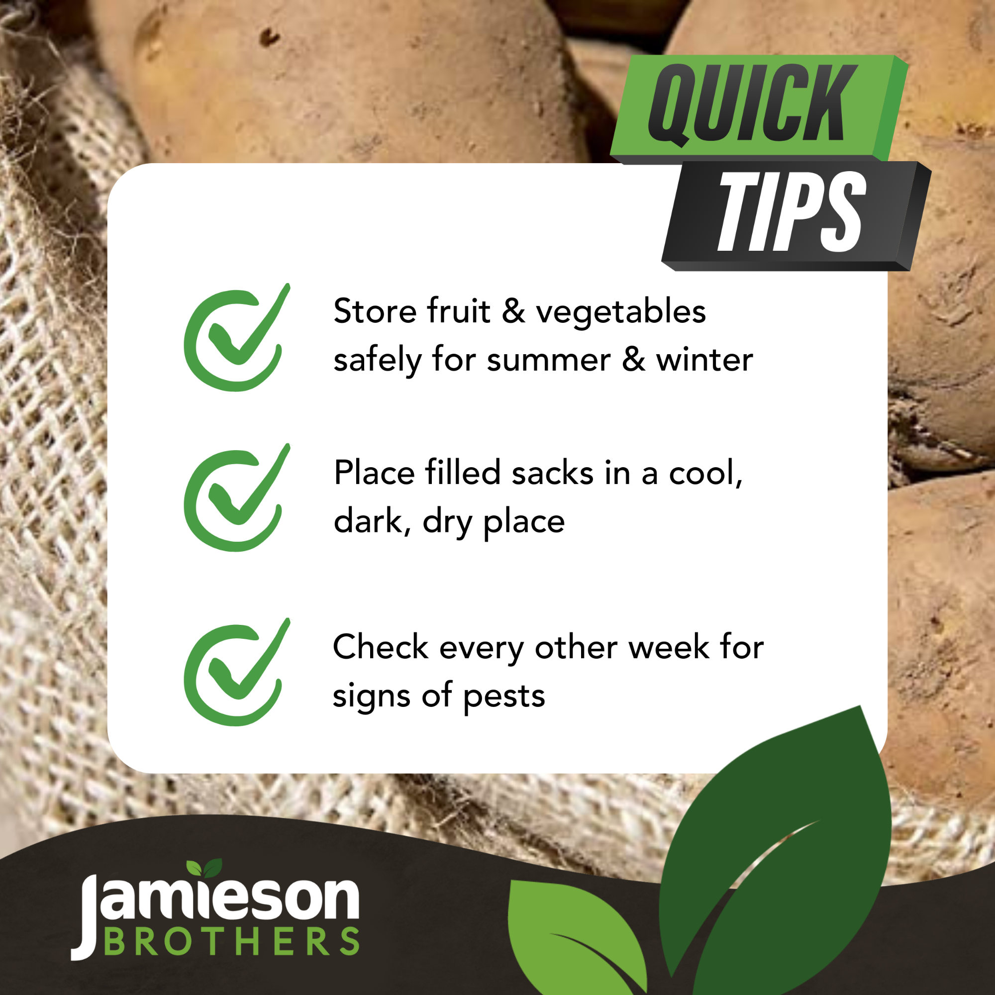 Hessian Sacks for Storing Potatoes