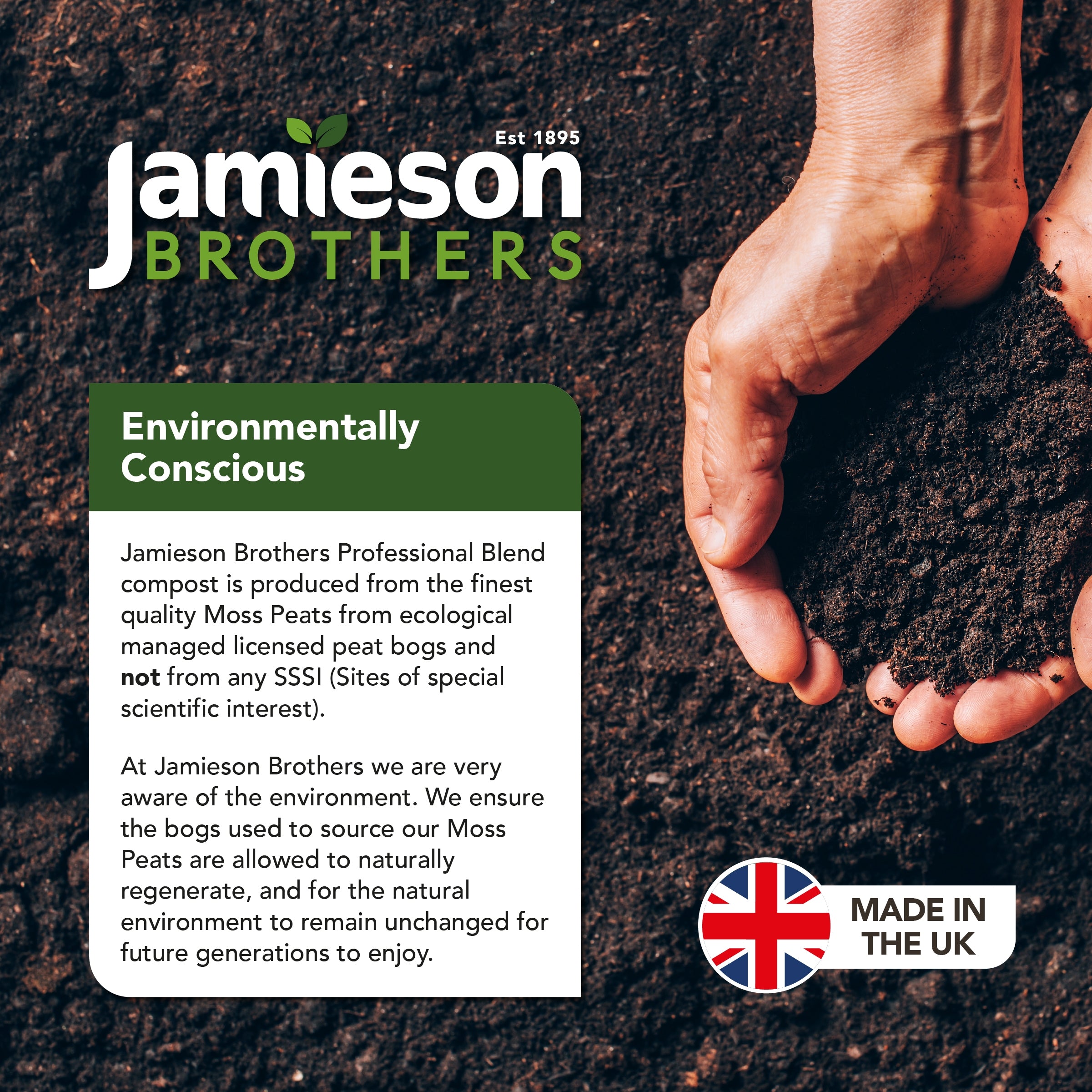 Peat Moss 60L - 100% natural and disease free to provide the perfect base for home mixing - By Jamieson Brothers